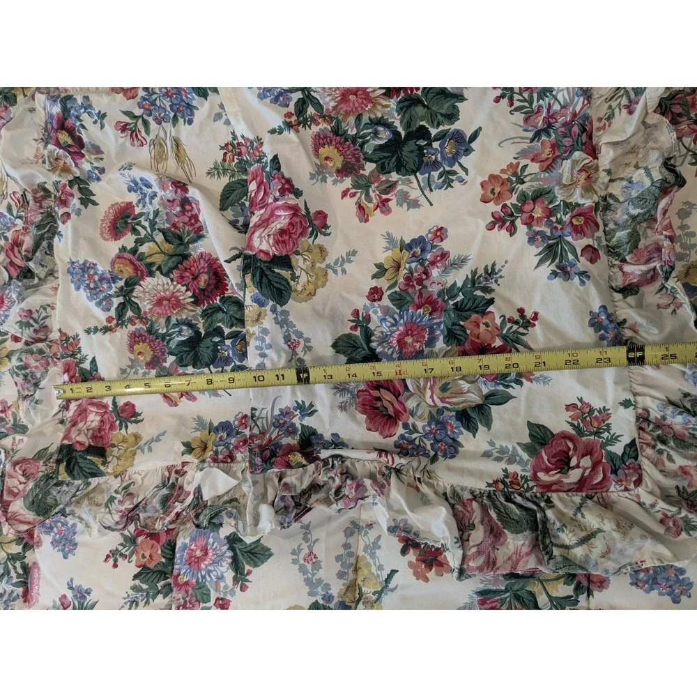 RALPH LAUREN Elaine Set Floral Quilted Queen Comforter + 2 Ruffle Shams